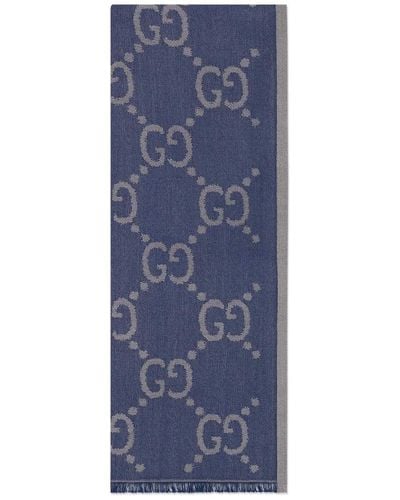 Gucci GG Supreme Cotton Scarf - Blue