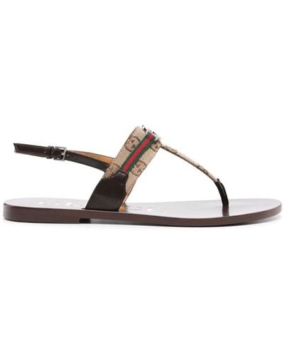 Gucci Gg And Web Motif Thong Sandals - Multicolour