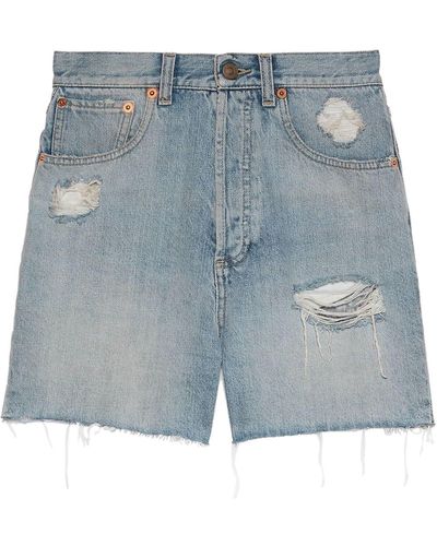 Gucci Eco-washed Denim Shorts - Blue