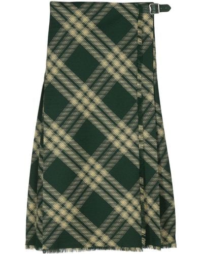 Burberry Wool Midi Skirt - Green