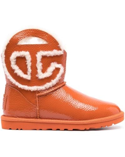 UGG X TELFAR Crinkle-texture Leather Ankle Boots - Red