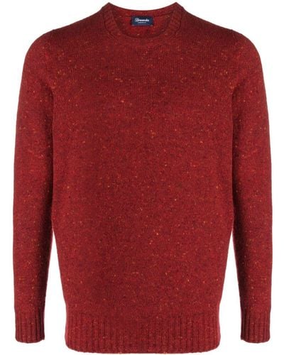 Drumohr Crew-neck Speckle-knit Sweater - Red