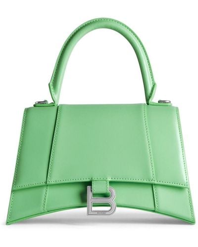 Balenciaga Small Hourglass Leather Tote Bag - Green