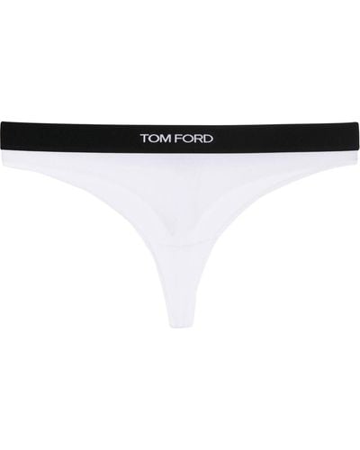Tom Ford Logo-waistband Thong - White