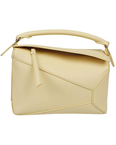 Loewe Puzzle Edge Small Leather Handbag - Natural