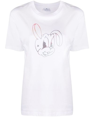 PS by Paul Smith Caricature-print Cotton T-shirt - White