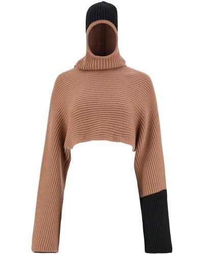 Ferragamo Colour-block Ribbed Sweater - Brown