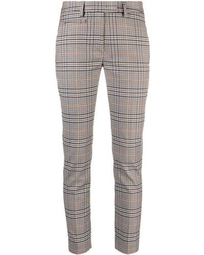 Dondup Check-print Slim Cropped Trousers - Grey