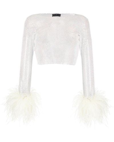 Santa Brands Long Sleeve Feather Top - White