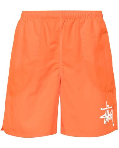 Stussy Logo Nylon Shorts - Orange