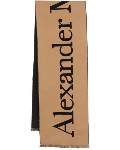 Alexander McQueen Logo Cotton Scarf - Natural