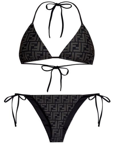 Fendi Logo-print Triangle Bikini - Black