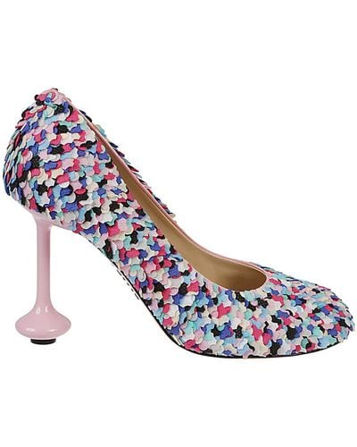 Loewe Toy Pump In Embroidered Satin - Multicolour