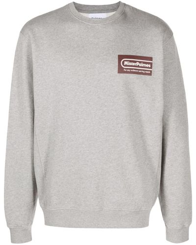Palmes Mr. Palme-print Cotton Sweatshirt - Grey