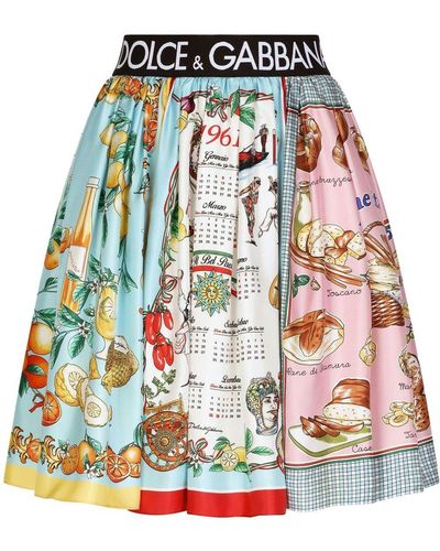 Dolce & Gabbana Mix Print Paneled Skirt - Red