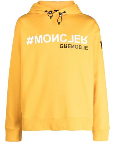 3 MONCLER GRENOBLE Logo-embossed Cotton Hoodie - Yellow