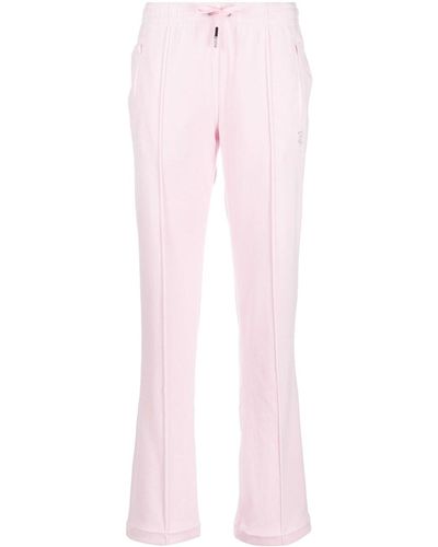 Juicy Couture Rhinestone-embellished Velvet Track Pants - Pink