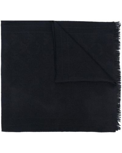 Emporio Armani Frayed-hem Knit Scarf - Black