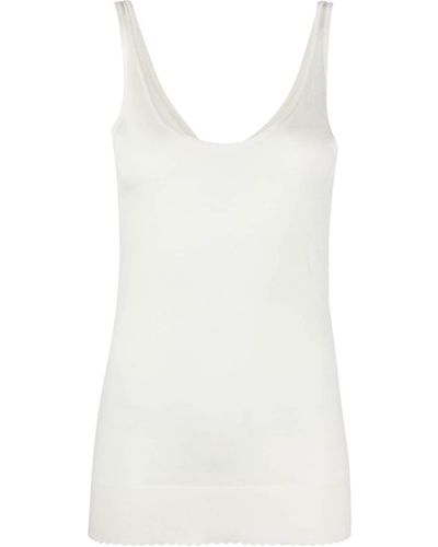 Chloé Neutral Scoop Neck Tank Top - Women's - Wool - White