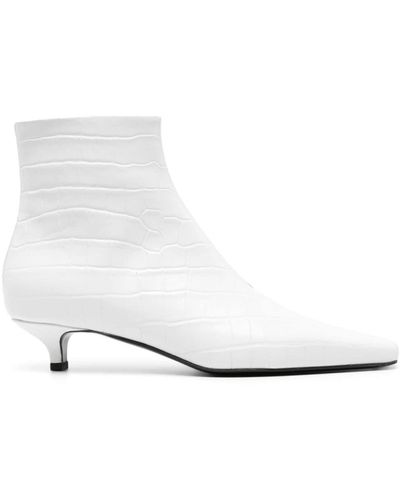 Totême Crocodile-embossed Leather Boots - White