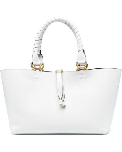 Chloé Marcie Leather Shopping Bag - White