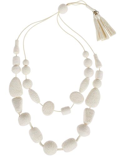 Liviana Conti Double Wrap Necklace - White