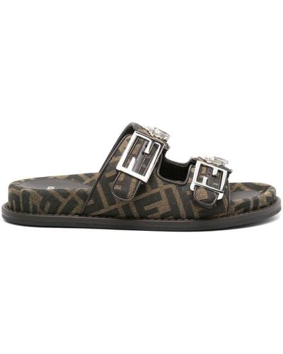 Fendi Feel Ff Slides - Black