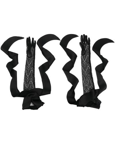 David Koma Ruffle Lace Gloves - Black