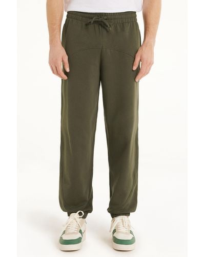 Tezenis Pantalone Lungo Felpa con Tasche e Coulisse Basic - Verde