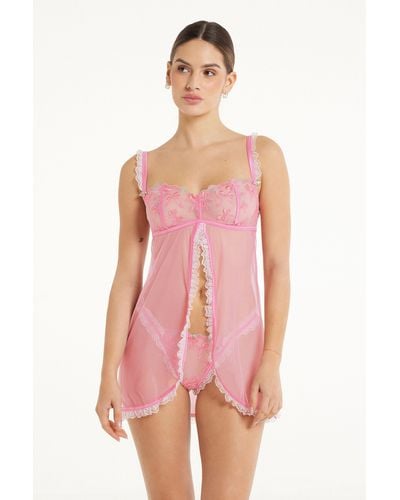 Tezenis Babydoll con Spalline Sottili Pink Candy Lace - Rosa