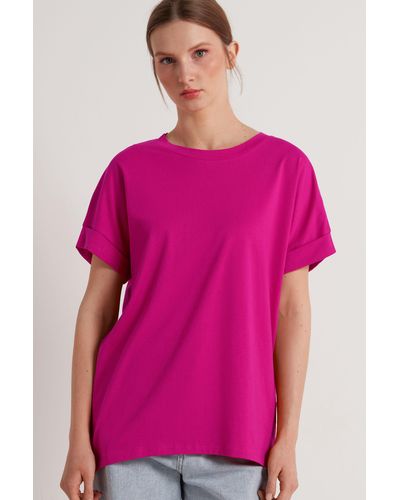 Tezenis T-Shirt in Cotone con Risvolto Kimono - Rosa