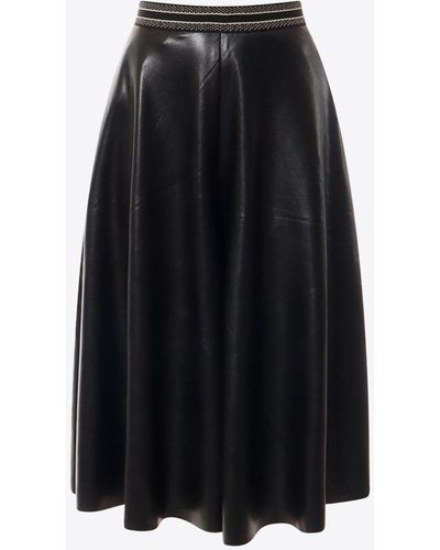 Mes Demoiselles Faux-leather Midi Skirt - Black