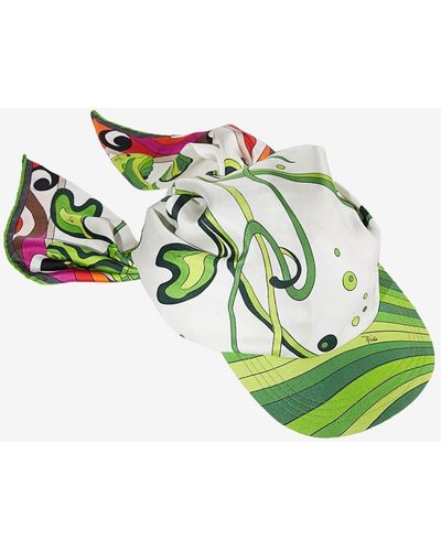 Emilio Pucci Abstract-pattern Silk Visor Hat in Orange