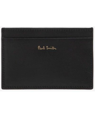 Paul Smith Leather Cardholder With Signature Stripe Details - Black