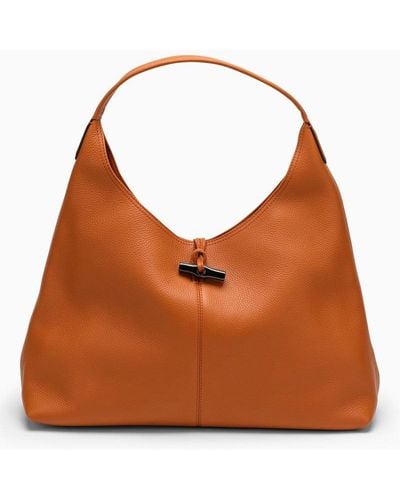 Longchamp, Bags, Longchamp Brown Nylon Croc Leather Trim Ergo Hobo  Shoulder Bag Offers Welcome