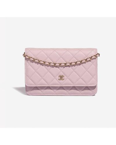 Chanel Timeless Wallet On Chain In Light Pink Caviar Leather With Gold Hardware