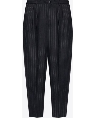 Dolce & Gabbana Tailored Pinstriped Wool Trousers - Black