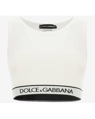 Logo cotton-blend sports bra in black - Dolce Gabbana