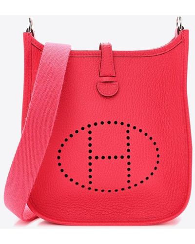 Hermès Halzan 25 In Rouge De Coeur And Rose Extreme Taurillon