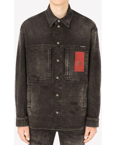 Dolce & Gabbana Damier-print Denim Jacket In Combined_colour