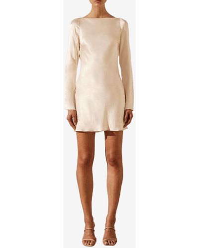 Shona Joy La Lune Long-sleeved Mini Dress - Natural