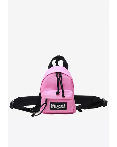 Balenciaga Mini Oversized Nylon Backpack - Pink