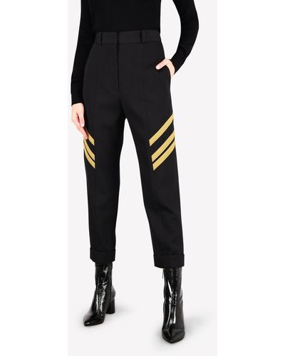 Vera Wang High-waist Tailored Pants With Contrast Stripe Trims - Black