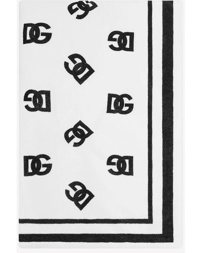 Dolce & Gabbana Beach Towel With Logo in Black