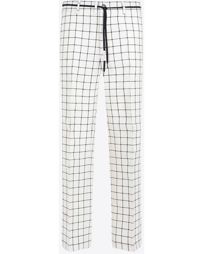 Marni Grid Straight-leg Pants In Wool - White