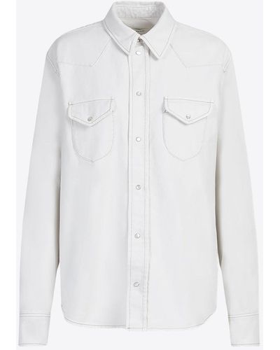 Bally Long-sleeved Denim Shirt - White