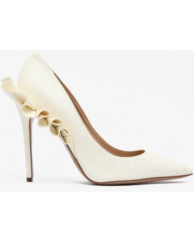 Andrea Wazen Rouches 105 Glittered Court Shoes - White
