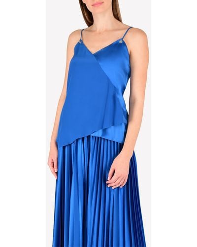 Prabal Gurung Silk Camisole Top With Tie-ups - Blue