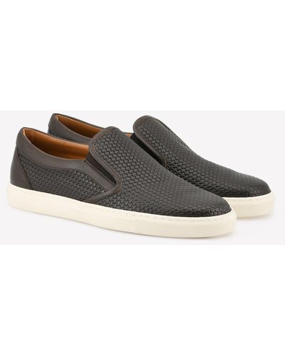 Stemar Slip-on Trainers In Woven Leather - Brown