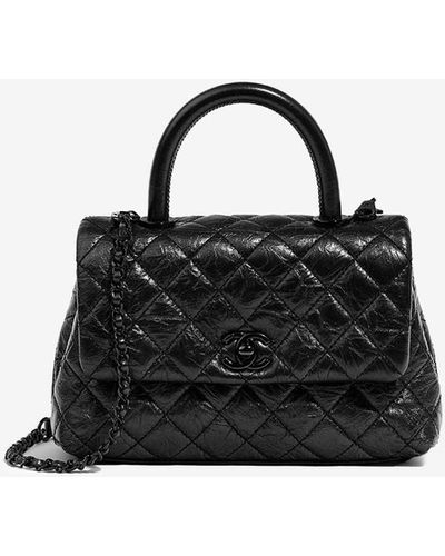 Chanel Small Timeless Top Handle Bag In "so Black" Leather